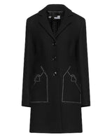 Love Moschino Wool Coat with Heart Embroidery 46 IT Women