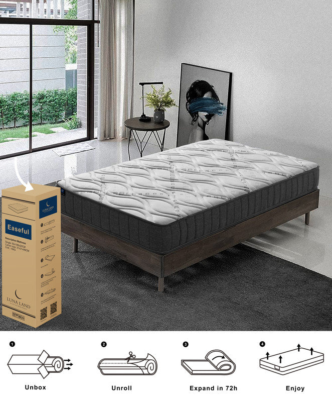 LUNALAND Easeful Eco Spay Foam Pocket Spring 20CM Double Hybrid Mattress