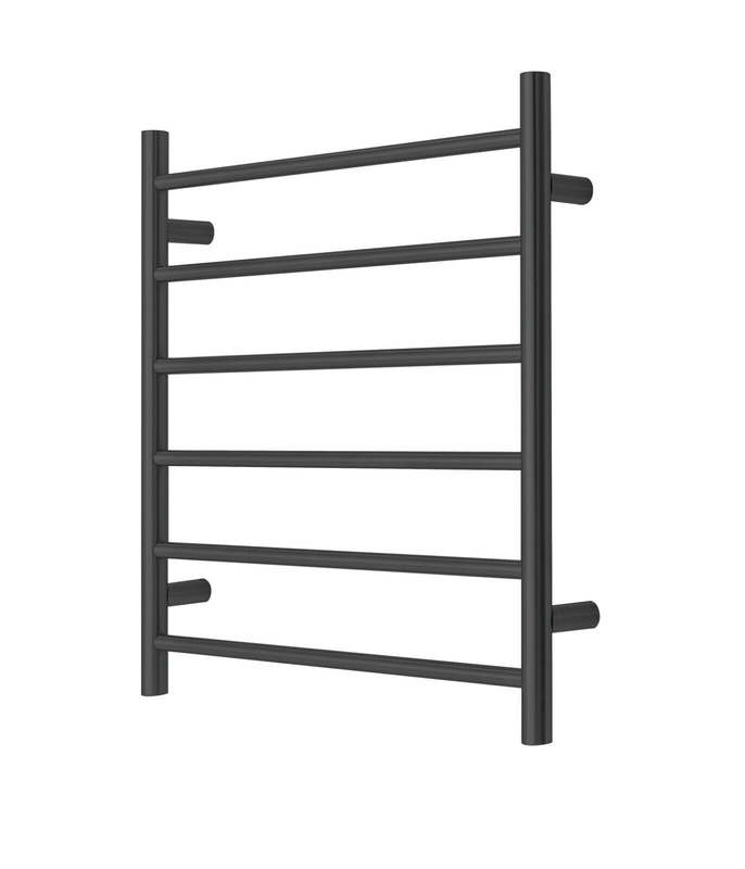 Premium Matte Black Towel Rack - 6 Bars, Round Design, AU Standard, 650x620mm Wide