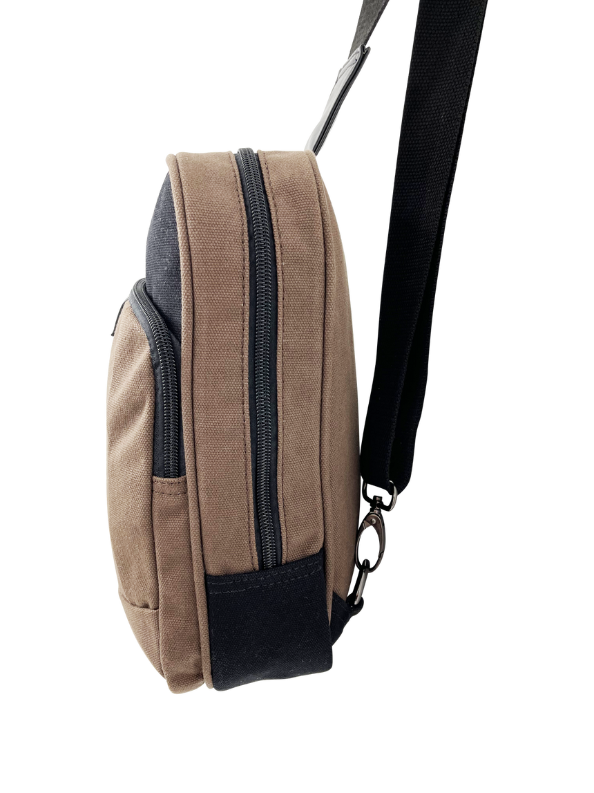 FIB Byron Sling Backpack Bag Travel w/ Single Adjustable Strap - Brown