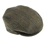 DENTS Abraham Moon Tweed Flat Cap Wool Ivy Hat Driving Cabbie Quilted - Olive - Large