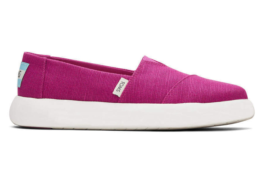 TOMS Womens Canvas Slip On Shoes Sneakers Flats Platform Espadrilles - Fuchsia Pink - US 7