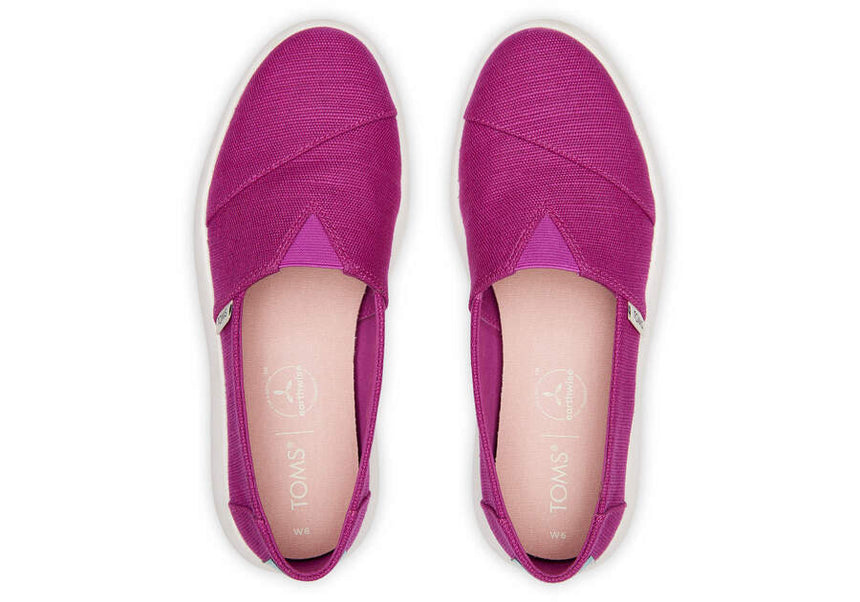 TOMS Womens Canvas Slip On Shoes Sneakers Flats Platform Espadrilles - Fuchsia Pink - US 7