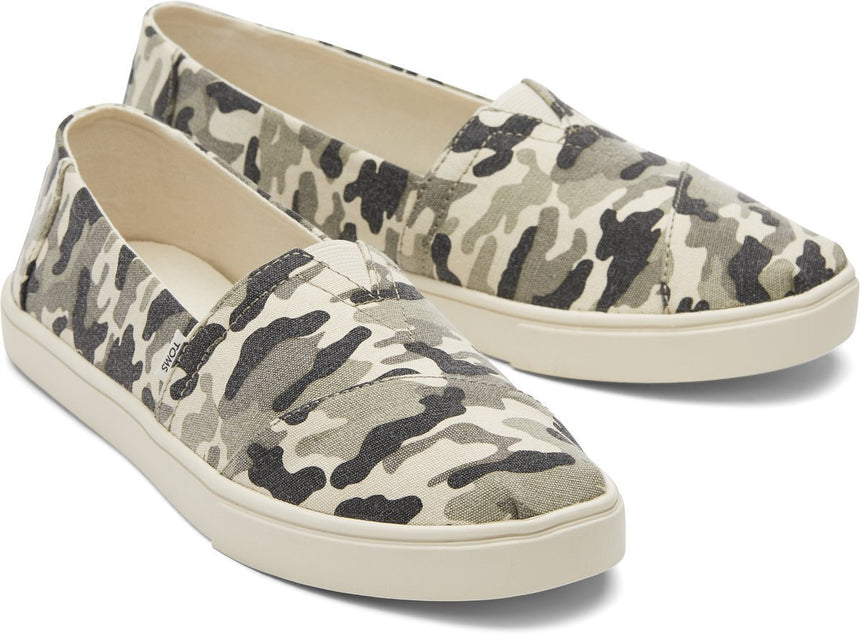 TOMS Womens Casual Canvas Slip On Sneakers Shoes Espadrilles - Army Camo Camouflage - US 8