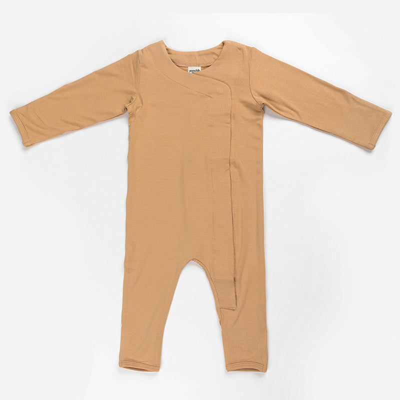 Ponchik Babies + Kids Magnetic Bamboo Body Suit - Toffee - 3-6m