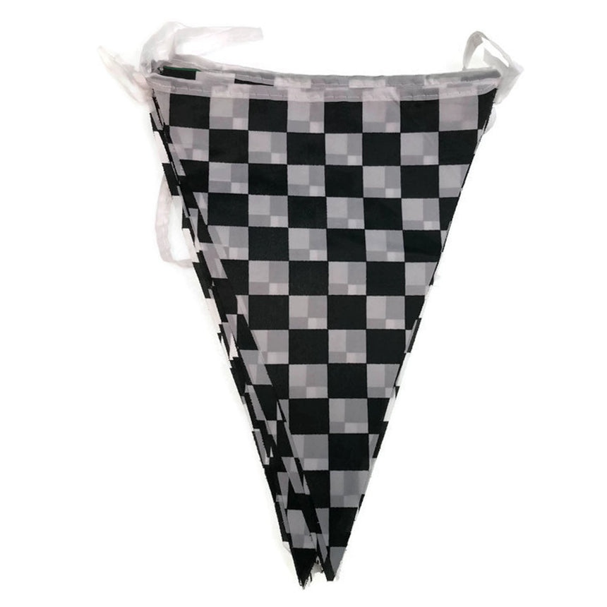 CHECKERED BUNTING FLAG Race Car Chequered Flag Banner Hanging Decoration Triangular - 10.8 Metres