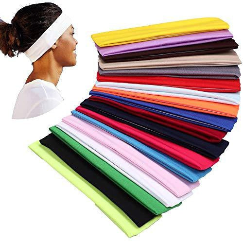 PLAIN HEADBAND Elastic Stretch Sports Yoga Hair Band Unisex 8cm Wide Wrap - Light Pink