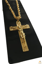 Jesus Christ Metal Necklace Chain Pendant Chain Jewellery Crucifix - Gold