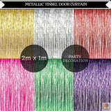 Tinsel Curtain Foil Metallic Fringe Backdrop Party Door Decorations (200cm x 100cm) - White