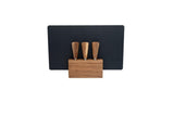 4pc Euroline Slate Wood 30cm Cheese Board w/ Plane Knife / Fork - Brown