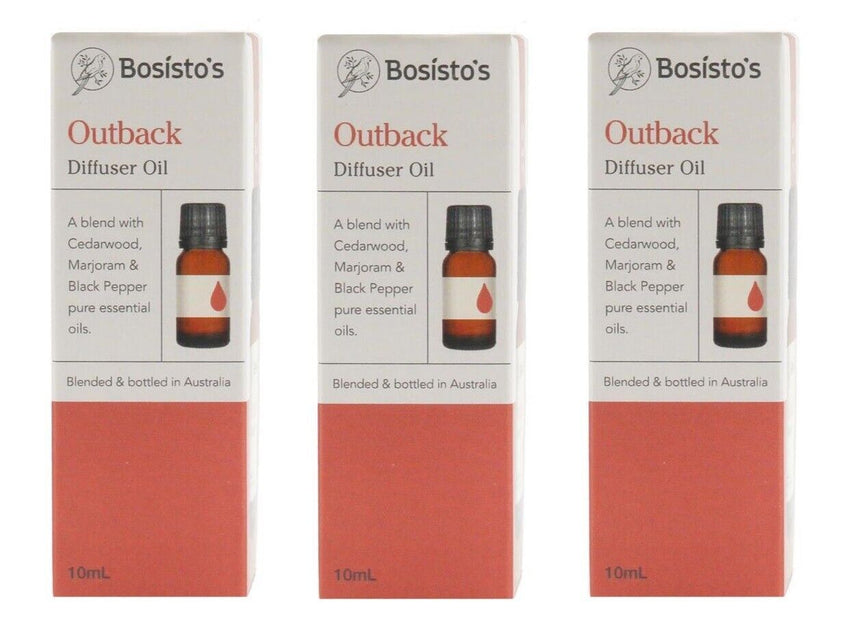 3x Bosistos Diffuser Oil Outback - Cederwood, Marjoram & Black Pepper 10mL