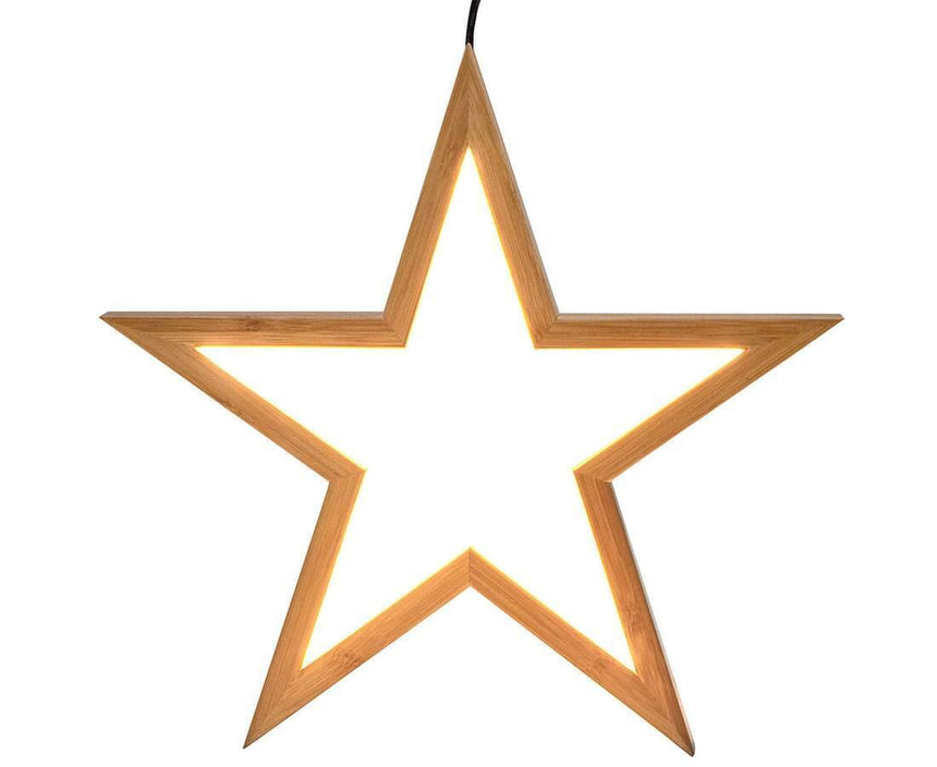 2x Large Bamboo Star LED Hanging Lamp Light Home Decor Lighting  - Natural