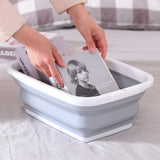 9L Collapsible Laundry Basket Washing Clothes w/Handles Bin Foldable - Grey/White