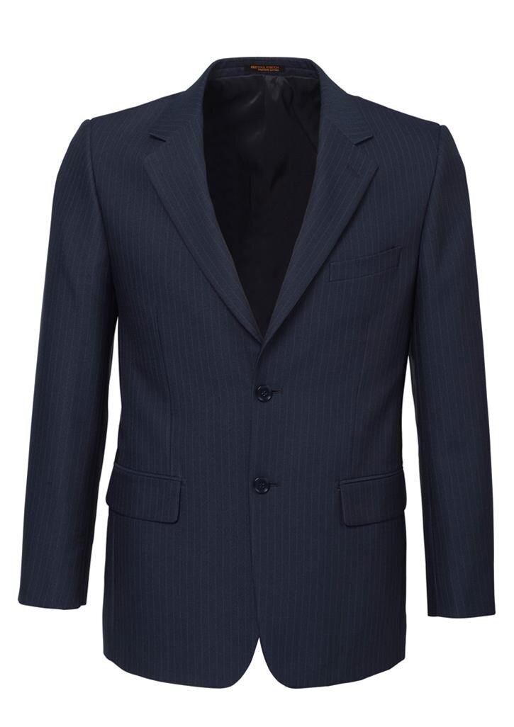 Mens Single Breasted 2 Button Suit Jacket Work Business - Pin Striped - Navy - 142