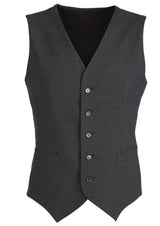 Mens Wool Blend Vest w/ Knitted Back Waistcoat Sleeveless Wool Blend - Charcoal - 102