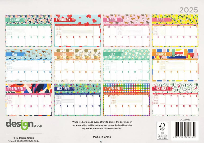 2025 Calendar Rectangle Wall Calendar 14 Months Hanging Planner Souvenir Gift