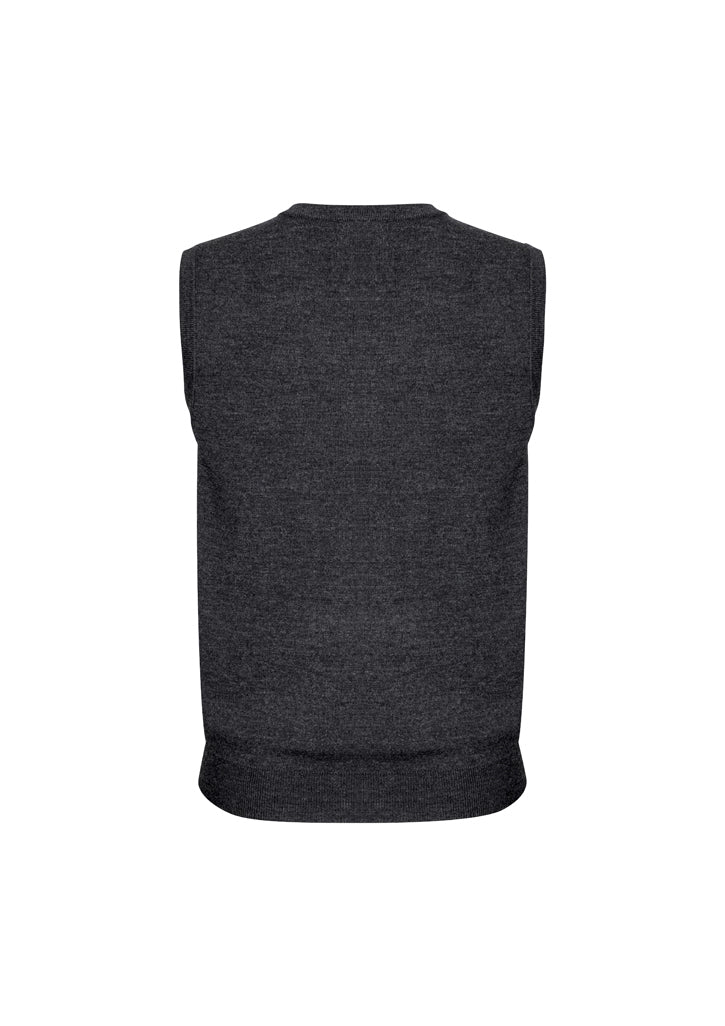 Mens Wool Blend V Neck Vest Sleeveless Double Knit  - Charcoal - 2X-Large