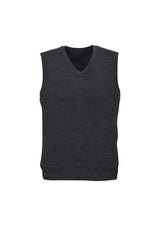 Mens Wool Blend V Neck Vest Sleeveless Double Knit  - Charcoal - 5X-Large