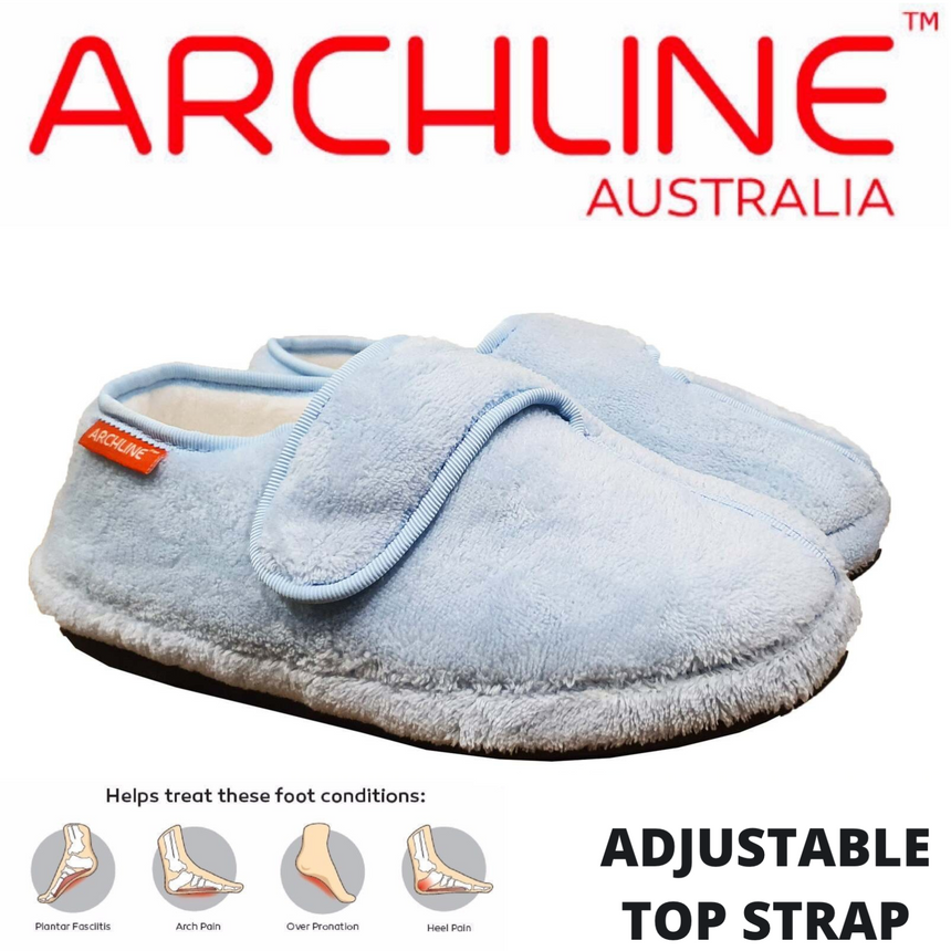 ARCHLINE Orthotic Plus Slippers Closed Scuffs Pain Relief Moccasins - Baby Blue - EU 36