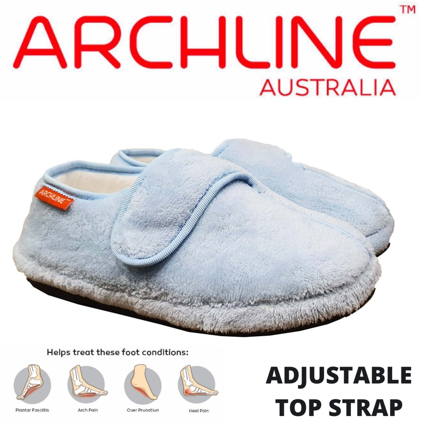 ARCHLINE Orthotic Plus Slippers Closed Scuffs Pain Relief Moccasins - Baby Blue - EU 39