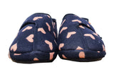 ARCHLINE Orthotic Plus Slippers Closed Scuffs Pain Relief Moccasins - Navy Hearts - EU 37