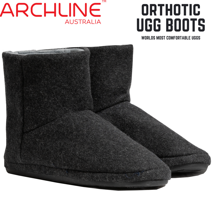 Archline Orthotic UGG Boots Slippers Arch Support Warm Orthopedic Shoes - Black - EUR 44 (Mens US 11)