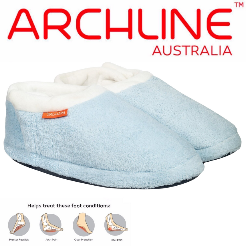 ARCHLINE Orthotic Slippers Closed Scuffs Pain Relief Moccasins - Sky Blue - EUR 43