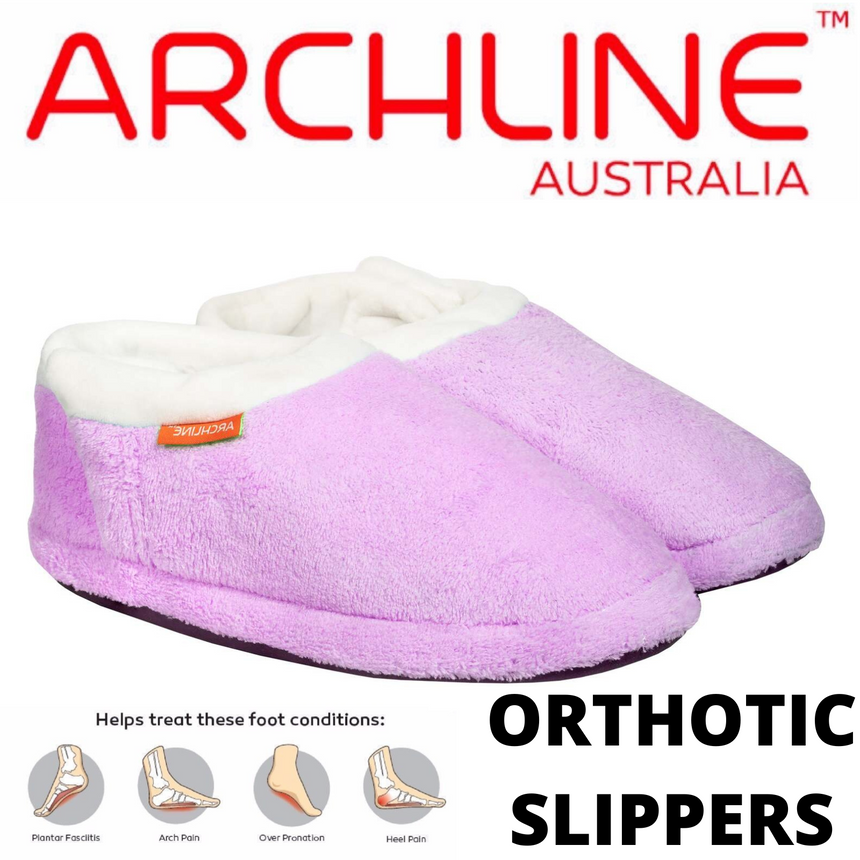 ARCHLINE Orthotic Slippers CLOSED Arch Scuffs Pain Relief Moccasins - Lilac - EU 38