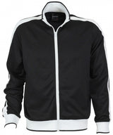 Identitee Mens Varsity Track Top Jacket Tracksuit Warm Winter Jumper Long Sleeve - Black/White - 3XL