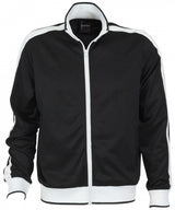 Identitee Mens Varsity Track Top Jacket Tracksuit Warm Winter Jumper Long Sleeve - Black/White - S