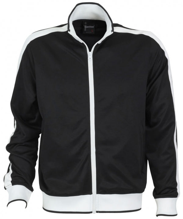 Identitee Mens Varsity Track Top Jacket Tracksuit Warm Winter Jumper Long Sleeve - Black/White - XL