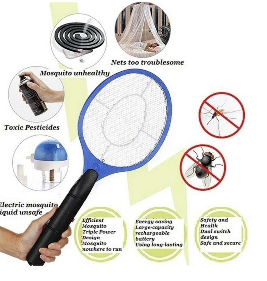 BUG ZAPPER RACKET Fly Mosquito Pest Swatter Net Racquet Electric Insect Killer