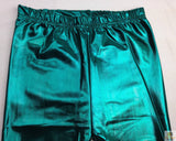 Metallic Leggings Stretchy Pants Neon Fluro Shiny Glossy Dress Up Dance Party - Metallic Green