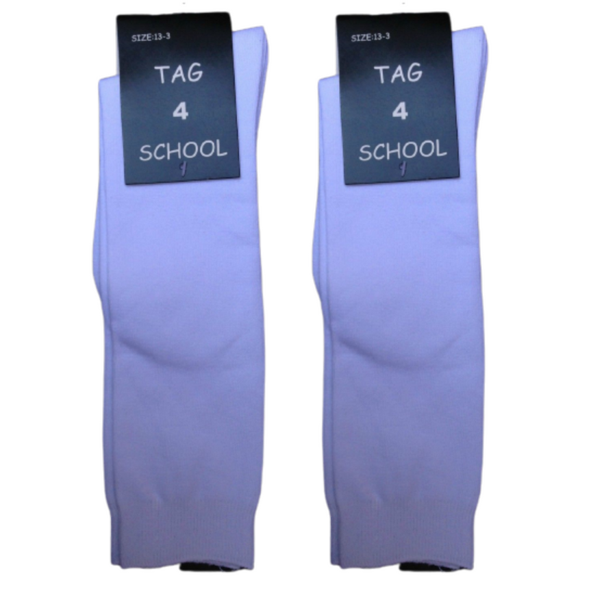 2x Pairs SCHOOL SOCKS Plain Ribbed Knee High Cotton Rich Girls Boys Unisex Kids -  - 6-11 (12+ Years Old)