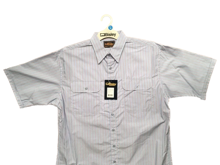 BISLEY SHORT SLEEVE SHIRT Everyday Casual Business Work Cotton Blend Check - BS2552_VPLB (PLB) - L