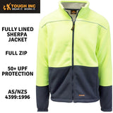 HI VIS Polar Fleece Sherpa Jacket Full Zip Thick Lined  Winter Safety Jumper - Yellow - 3XL