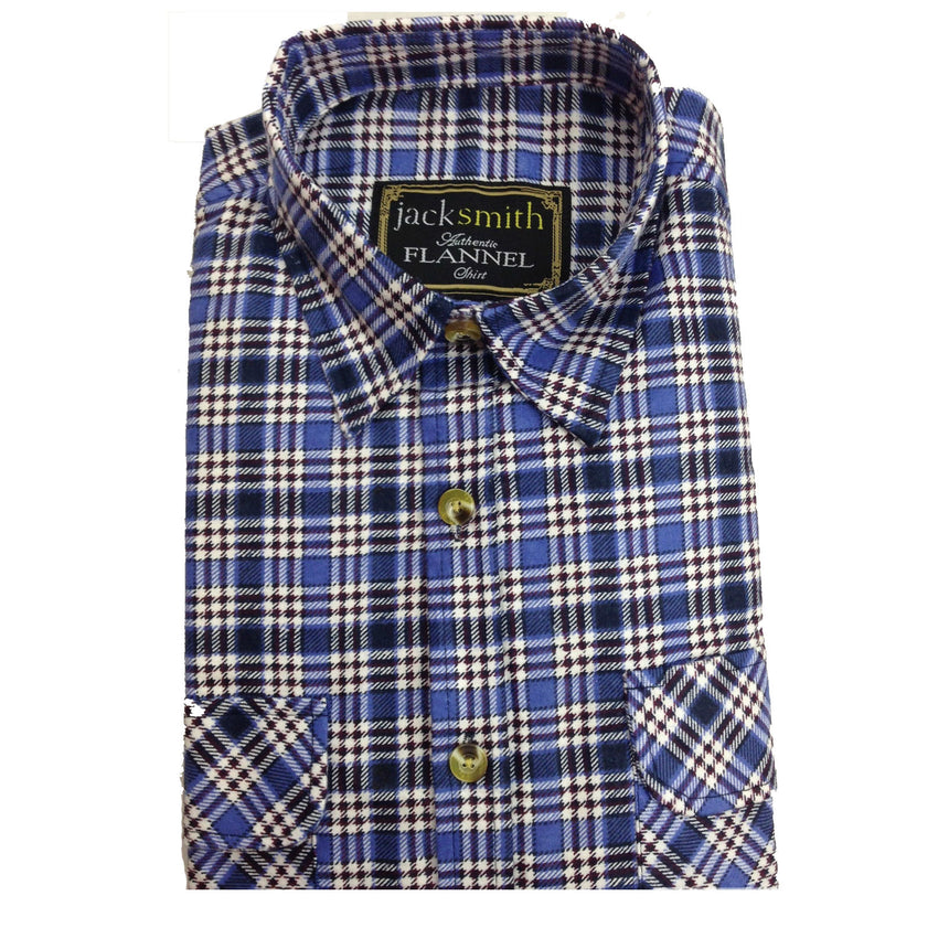 Mens FLANNELETTE SHIRT Check 100% COTTON Flannel Vintage Long Sleeve - 48 (Full Placket) - M