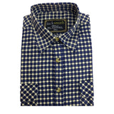 Mens FLANNELETTE SHIRT Check 100% COTTON Flannel Vintage Long Sleeve - 49 (Full Placket) - S