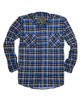 Mens Flannelette Long Sleeve Shirt 100% Cotton Check Authentic Flannel - Full Placket - Turquoise/Black - 3XL