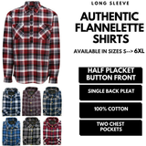 Mens Half Placket Flannelette Long Sleeve Pullover Shirt 100% Cotton Check Authentic Flannel  - Black/Purple - S