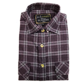 Mens Half Placket Flannelette Long Sleeve Pullover Shirt 100% Cotton Check Authentic Flannel  - Burgundy - M