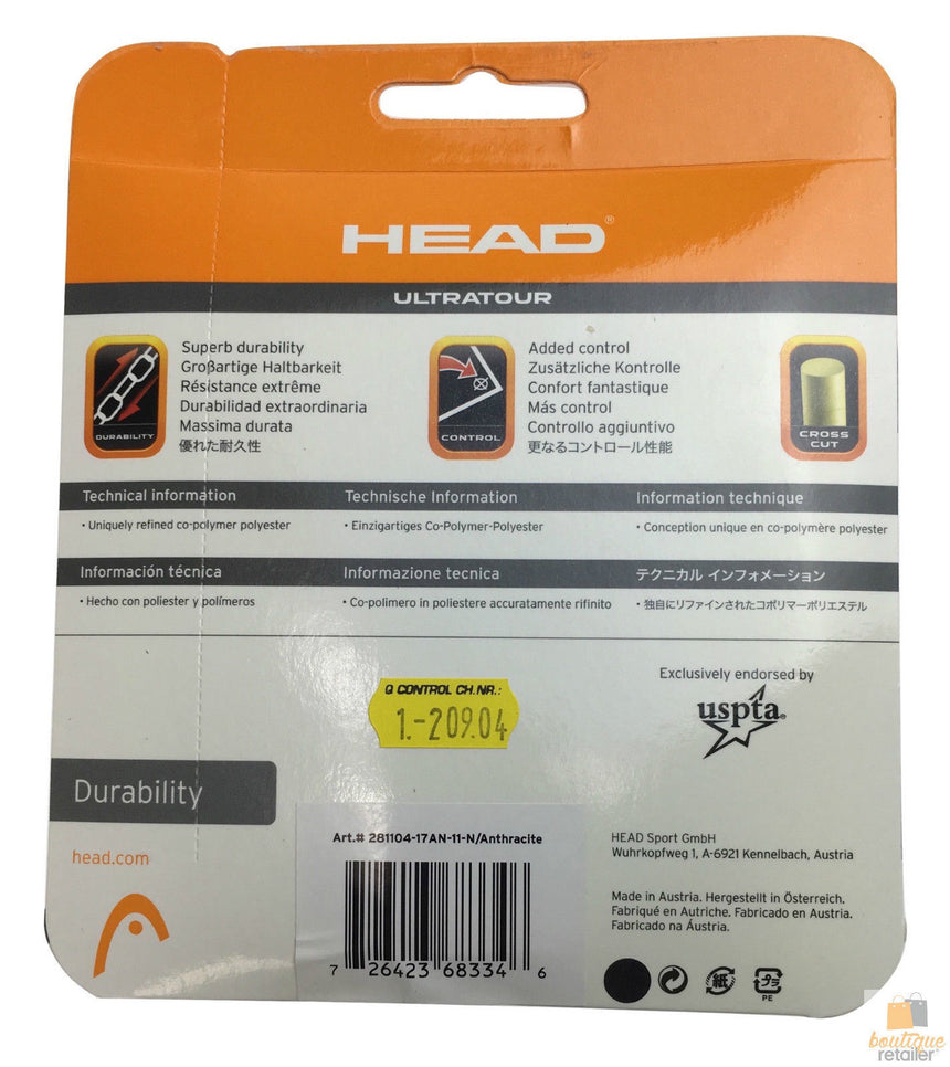 5x HEAD Ultratour 17g 1.20mm Tennis Racquet String 12m Durability Control BULK