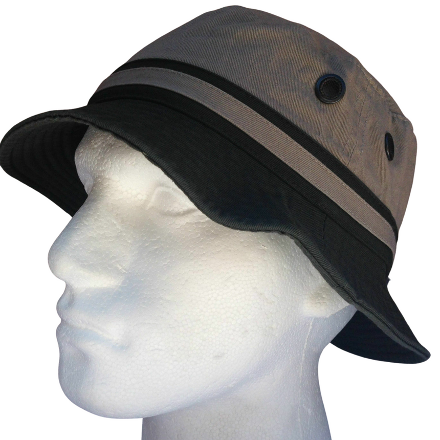 DENTS 100% Cotton Bucket Hat Fishing Summer Sun Hiking Cap Brim - Khaki - 59cm