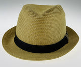 Dents Toyo Straw Trilby Fedora Hat Summer Fedora Small Brim - Natural/Black - S/M