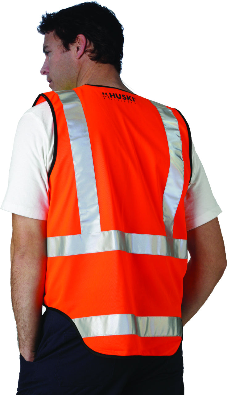 HUSKI Hi Vis Patrol Vest 3M Reflective Tape Safety Workwear High Visibility - Orange - XXL