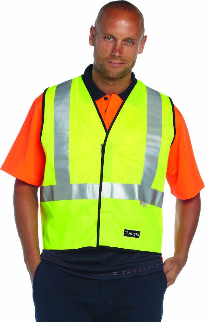 HUSKI Hi Vis Patrol Vest 3M Reflective Tape Safety Workwear High Visibility - Yellow - XL