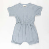 Ponchik Babies + Kids - Ribbed Cotton Romper - Capri Blue - 3-6 months