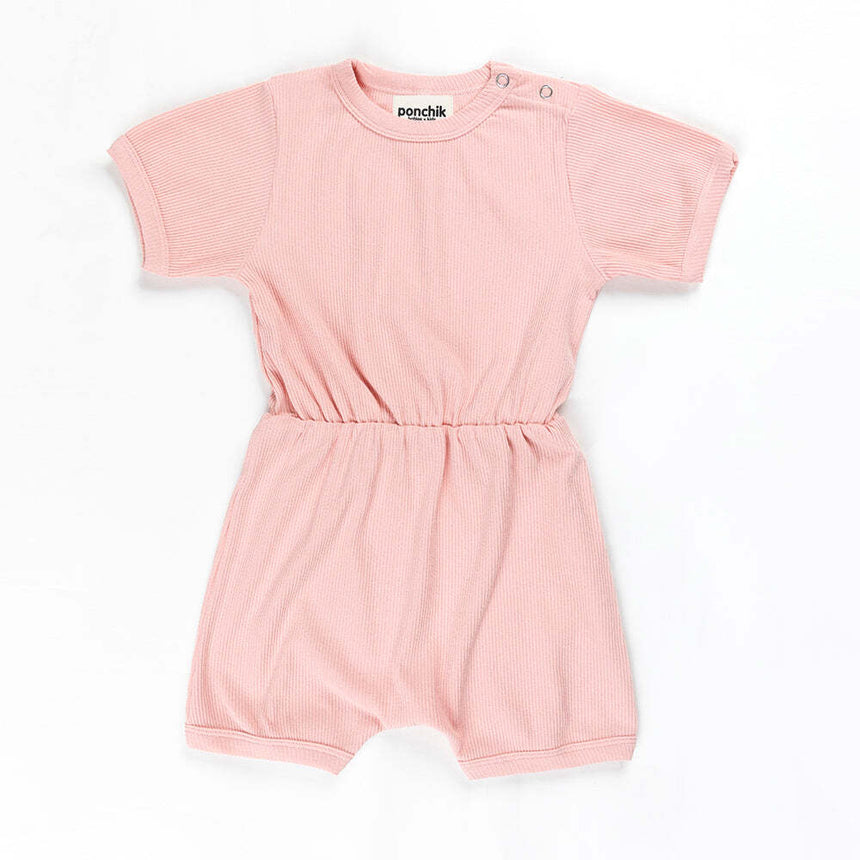 Ponchik Babies + Kids - Ribbed Cotton Romper - Lemonade - 3-6 months