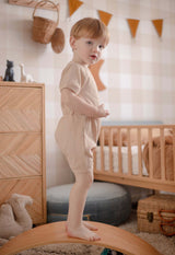 Ponchik Babies + Kids - Ribbed Cotton Romper - Sugar Cookie - 3-6 months