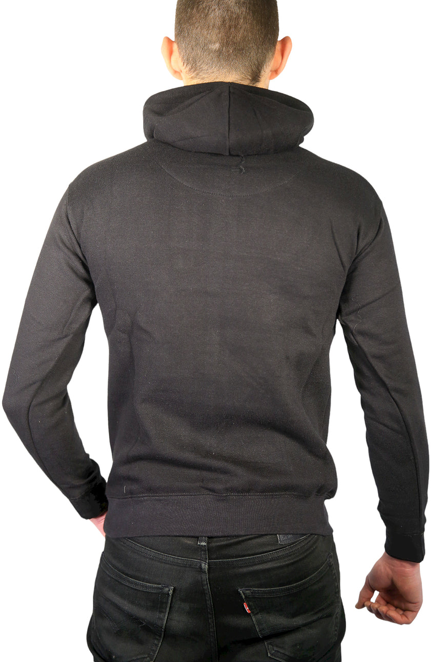 Adult Mens 100% Cotton Fleece Hoodie Jumper Pullover Sweater Warm Sweatshirt - Black - XL